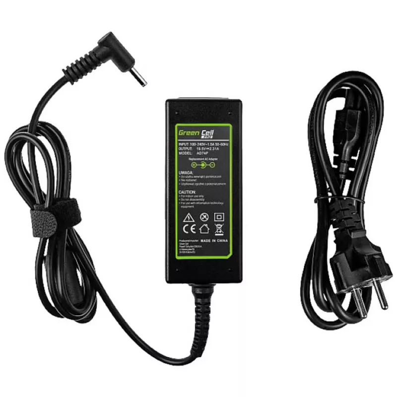 AC-to-DC napájací adaptér pre notebook Green Cell AD74P 45W 19,5V 2,31A pre interiér, čierny