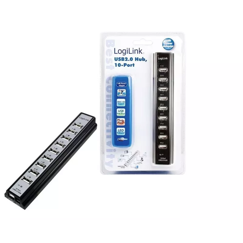 LogiLink UA0096 USB hub 480 Mbit/s čierny