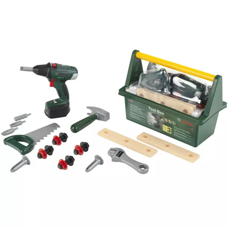 Theo Klein 8520 Bosch Toolbox I s množstvom náradia I vrátane akumulátorového skrutkovača na batérie