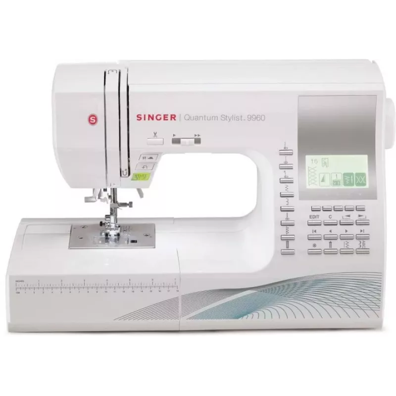 Šijací stroj SINGER Quantum Stylist 9960 — 600 vzorov stehov, 13 automatických programov gombíkovej dierky, systém voľného ramena
