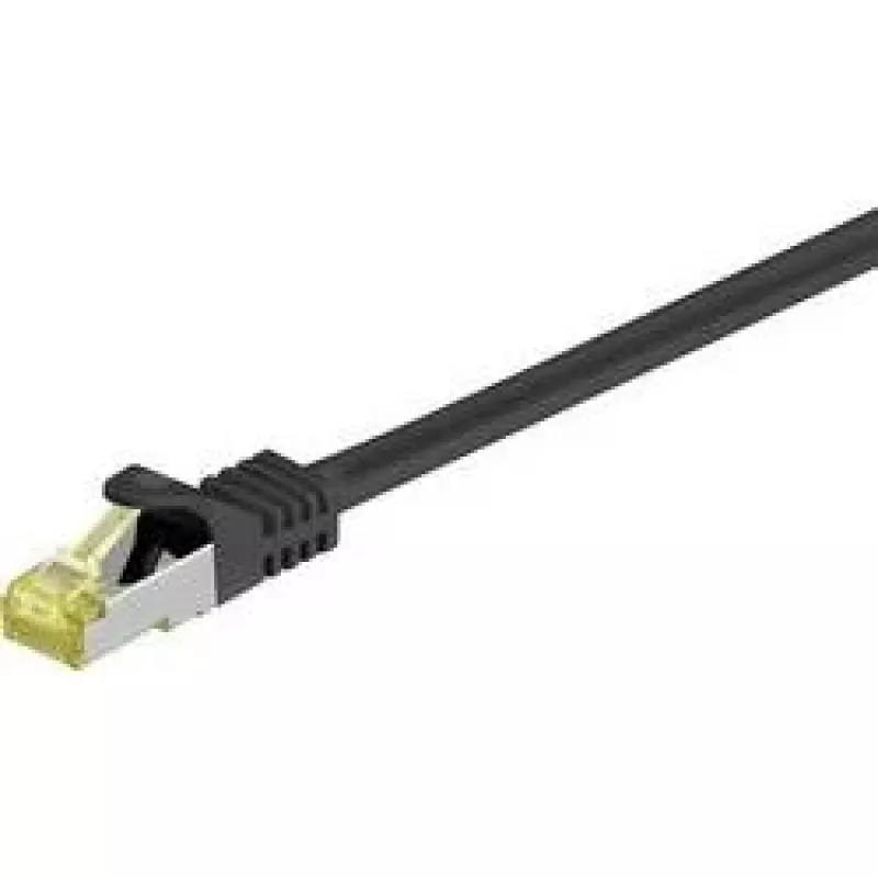 Wentronic Goobay Cat.7 kábel patch kábel, S/FTP (PiMF), čierny, 0,5 m - LSZH bez halogénov, meď, RJ45 konektor samec (91581)
