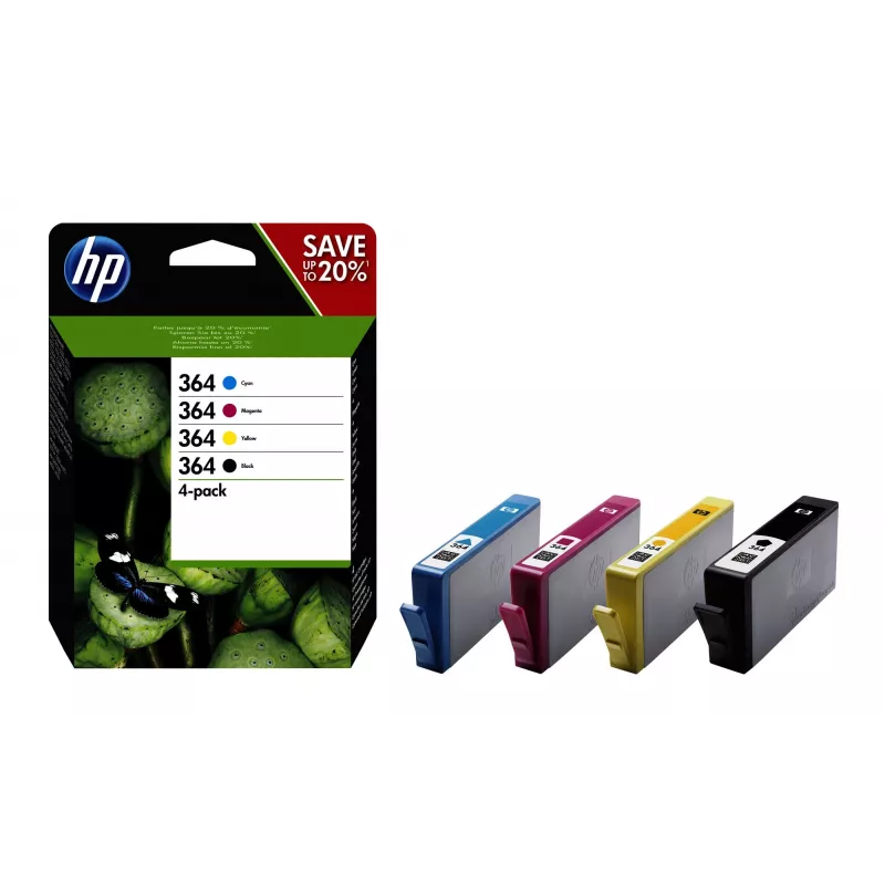 HP 364 4-balík čierna/azúrová/magenta/žltá originálne atramentové kazety