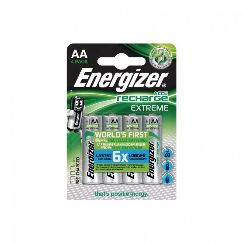 Energizer ACCU Recharge Extreme NiMH AA akumulátory 2300mAh 4 balenie