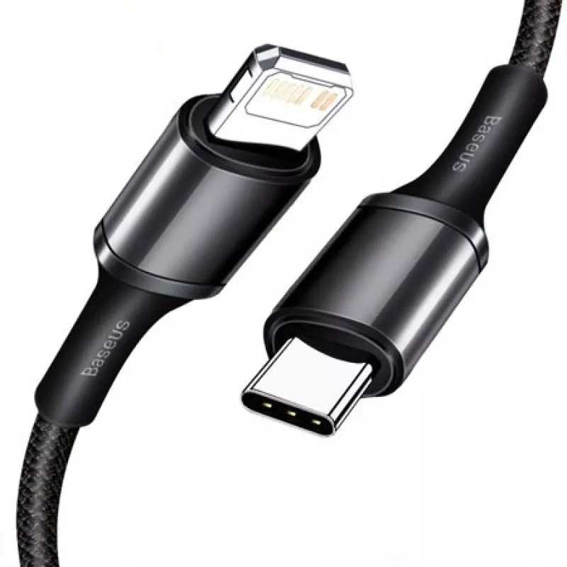 Baseus vysoko hustý pletený kábel Type-C na Lightning, PD, 20W, 1m (čierny)