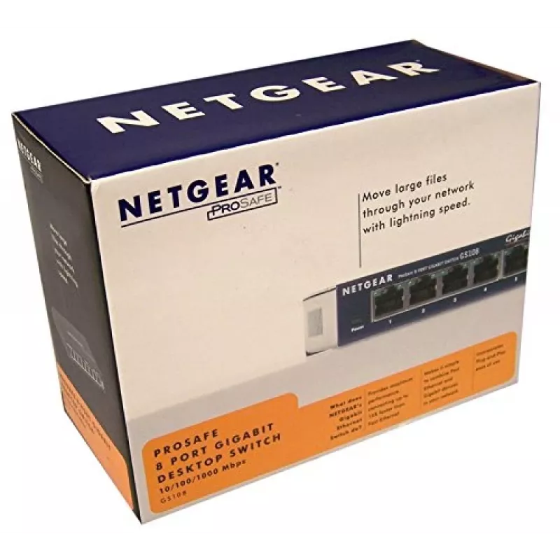 Neřízený switch NETGEAR GS108GE, 8 portov, Gigabit Ethernet, 16 Gbit/s