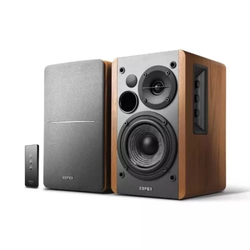 Edifier R1280T aktívny regálový reproduktorový systém s diaľkovým ovládačom a dvoma RCA vstupmi - hnedé drevo