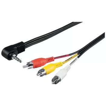 Wentronic Goobay 3,5 mm jack/RCA adaptérový kábel, 1,5 m – 3,5 mm jack konektor samec (4-pólový, stereo) 90° > 3x RCA konektor samec (50209)
