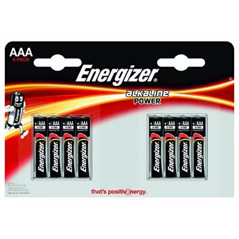 Alkalické batérie AAA Energizer E92 — 8-blisterové balenie