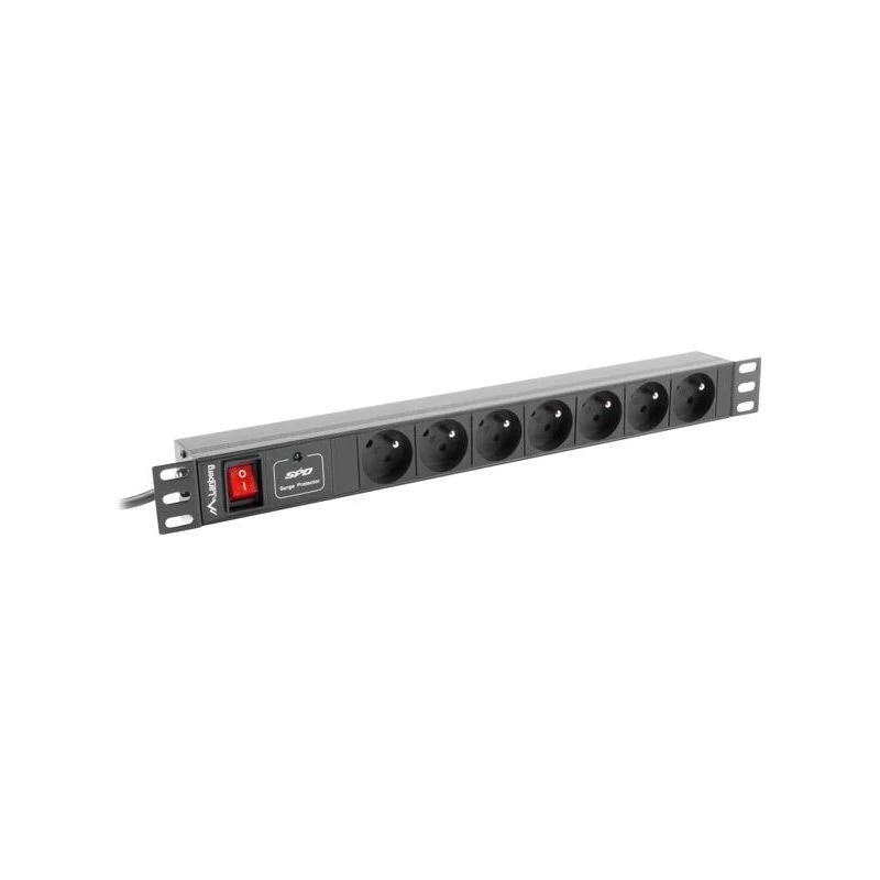 LANBERG PDU-07E-0200-IEC-BK PDU 1U 10A 7 zásuviek francúzske 2m čierna
