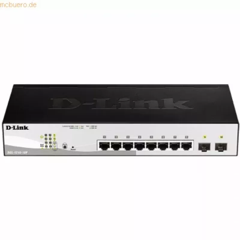 D-Link DGS-1210-10P Managed L2 Gigabit Ethernet (10/100/1000) Power over Ethernet (PoE) 1U čierny