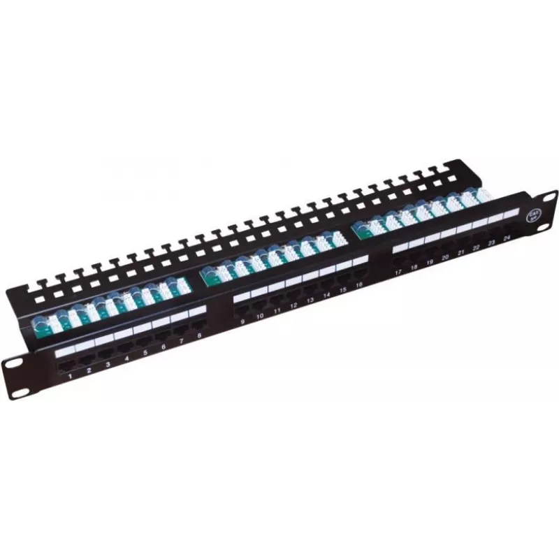 Alantec PK013 patch panel 19" 1U, 24x RJ-45, Cat5e UTP, LSA, s policou, čierny