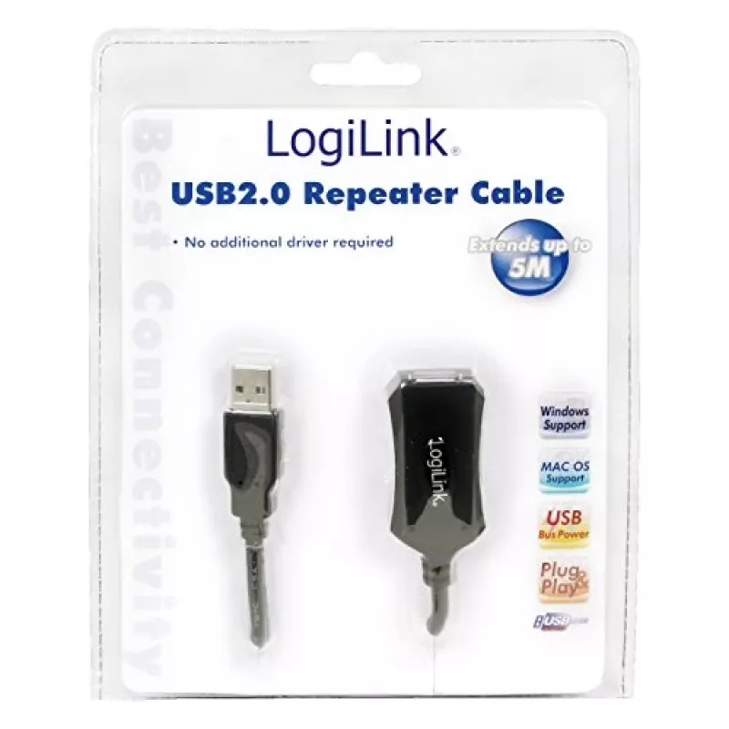 LogiLink USB 2.0 predlžovací kábel - 5,0 m USB kábel 5 m USB A