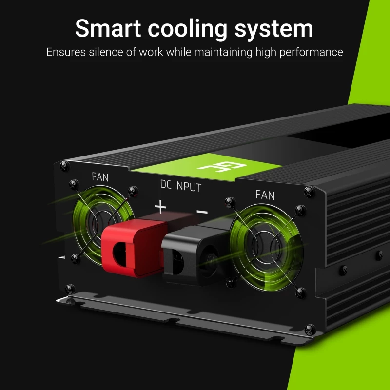 Menič napätia Green Cell INV10 2000 W, 12 V DC na 230 V AC, výstup Type-C, 50 Hz, čierna