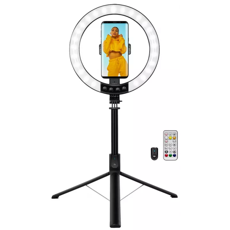 LogiLink prstencové svetlo na smartphone so selfie stick statívom, DM 20cm (AA0156)