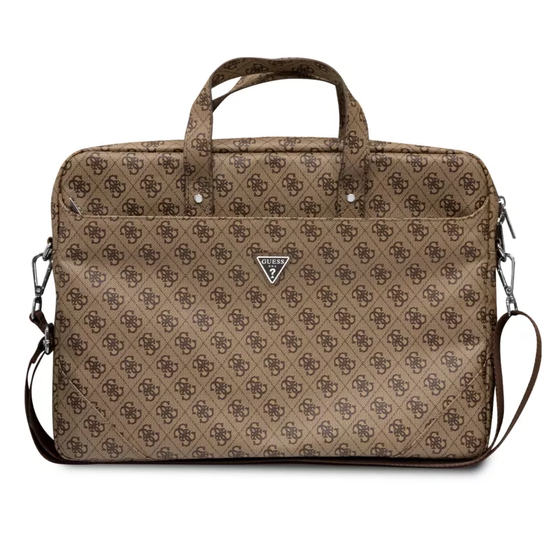 Taška na notebook GUESS GUCB15P4TW 16 palcov hnedá Saffiano s 4G trojuholníkovým logom