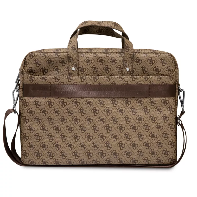 Taška na notebook GUESS GUCB15P4TW 16 palcov hnedá Saffiano s 4G trojuholníkovým logom