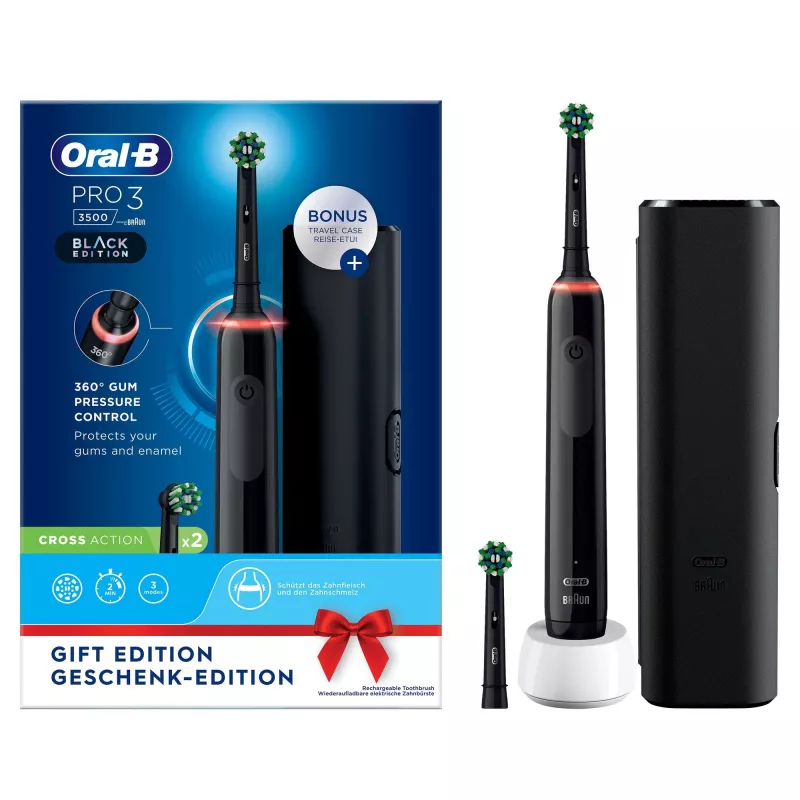 Oral-B Pro 3 3500 rotačná zubná kefka pre dospelých čierna