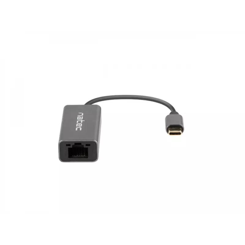 Natec Cricket NNC-1925 ethernetový adaptér USB-C 3.1 Gen 1 na RJ45, 1000 Mbit/s, kábel 15 cm, hliník, sivý