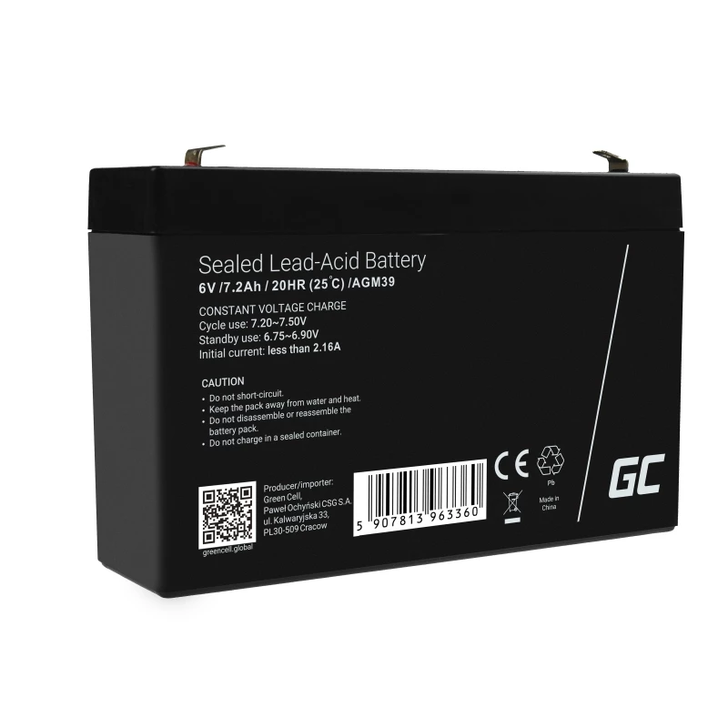 Green Cell AGM39 priemyselná batéria 7200 mAh 6 V