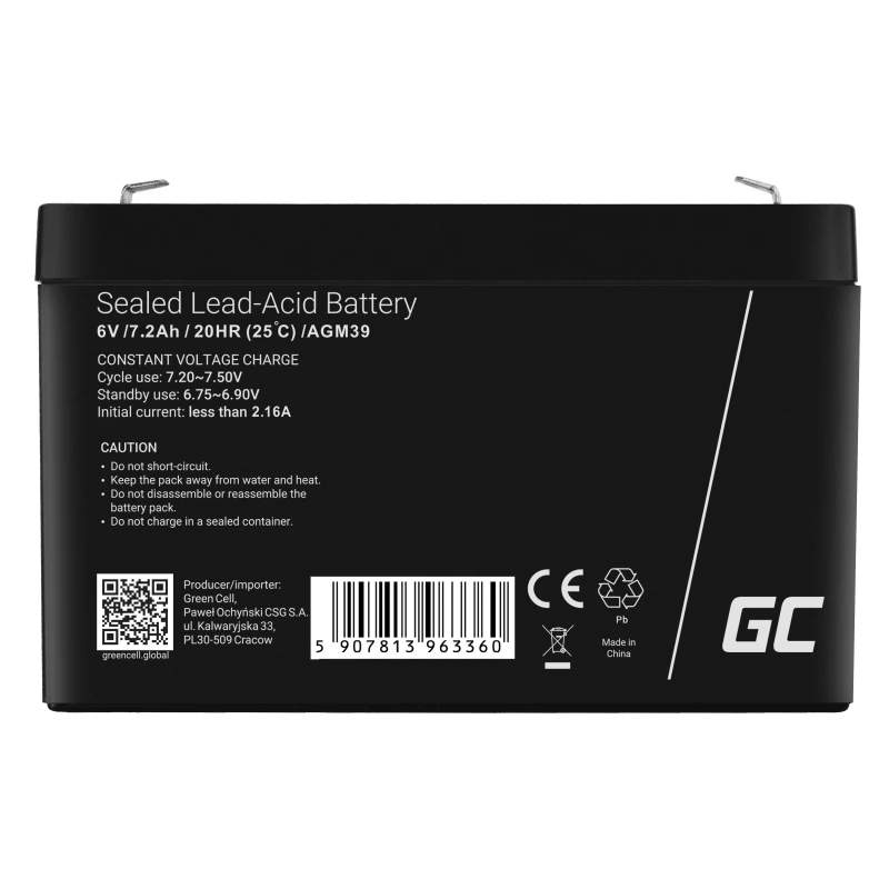 Green Cell AGM39 priemyselná batéria 7200 mAh 6 V