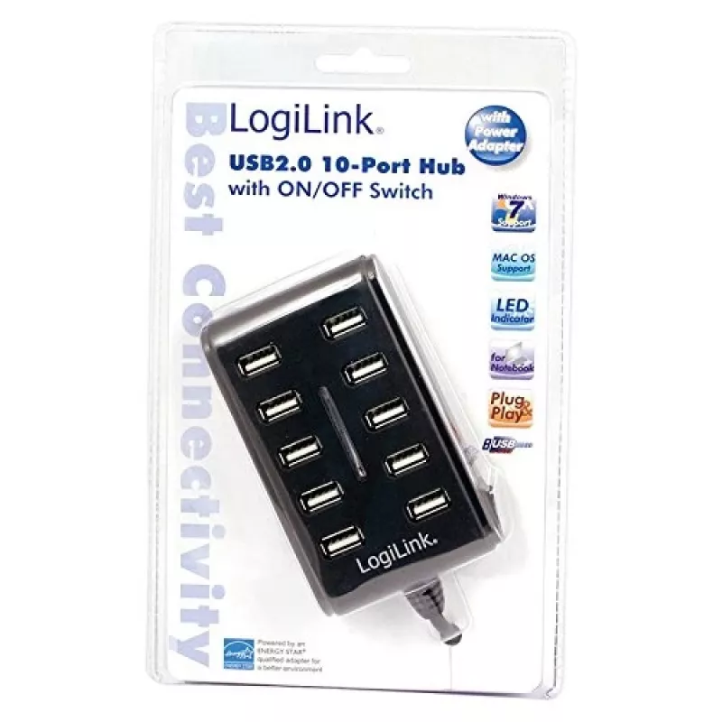 Logilink UA0125 USB hub 10-portový USB2.0 s napájacím zdrojom 3.5A, | Logilink