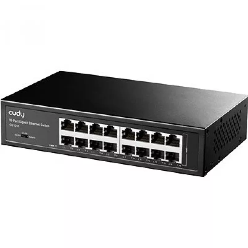 Sieťový switch Cudy GS1016 — 16-port Gigabit Ethernet (10/100/1000), 32 Gbit/s switching, racková montáž, AC napájaný