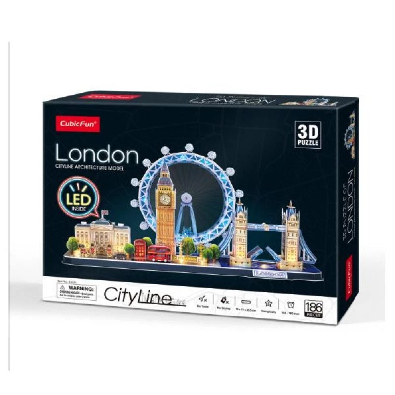 CubicFun 306-20532 City Line London LED 3D puzzle, 186 ks