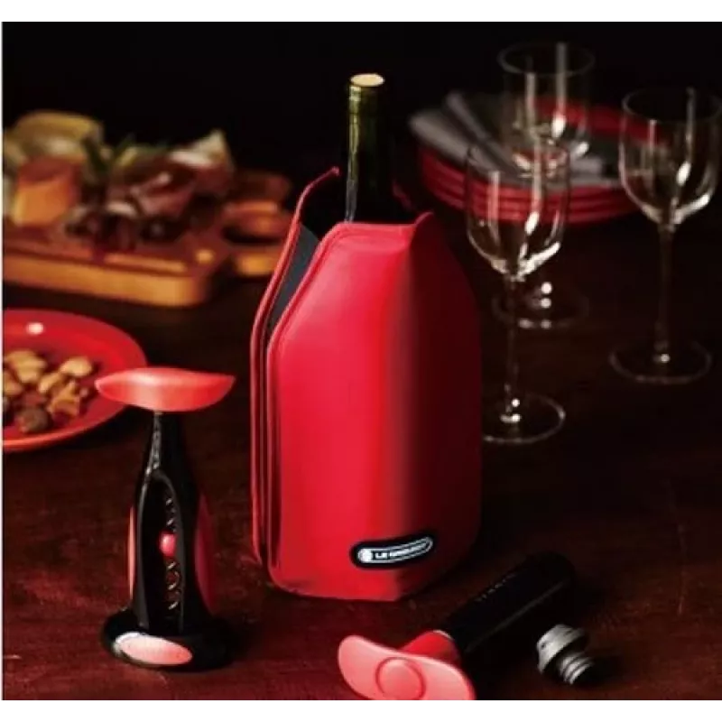 Le Creuset chladiaca manžeta na vínové fľaše - červená