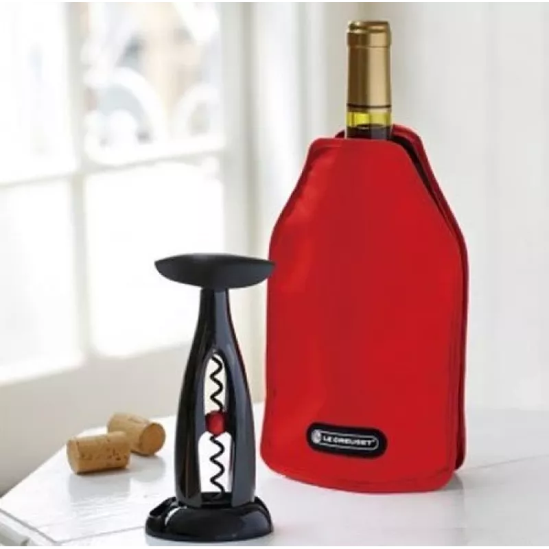 Le Creuset chladiaca manžeta na vínové fľaše - červená
