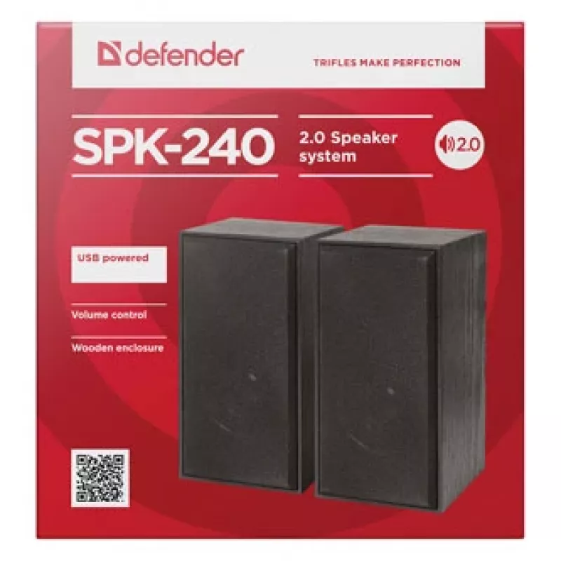 DEFENDER SPK-240 káblové stolové reproduktory, 2.0, 6 W RMS, USB napájanie, 3,5 mm, čierne