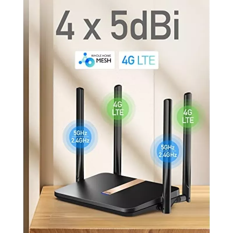 Cudy LT500D bezdrôtový router Fast Ethernet Dual-Band (2,4 GHz / 5 GHz) 4G čierny