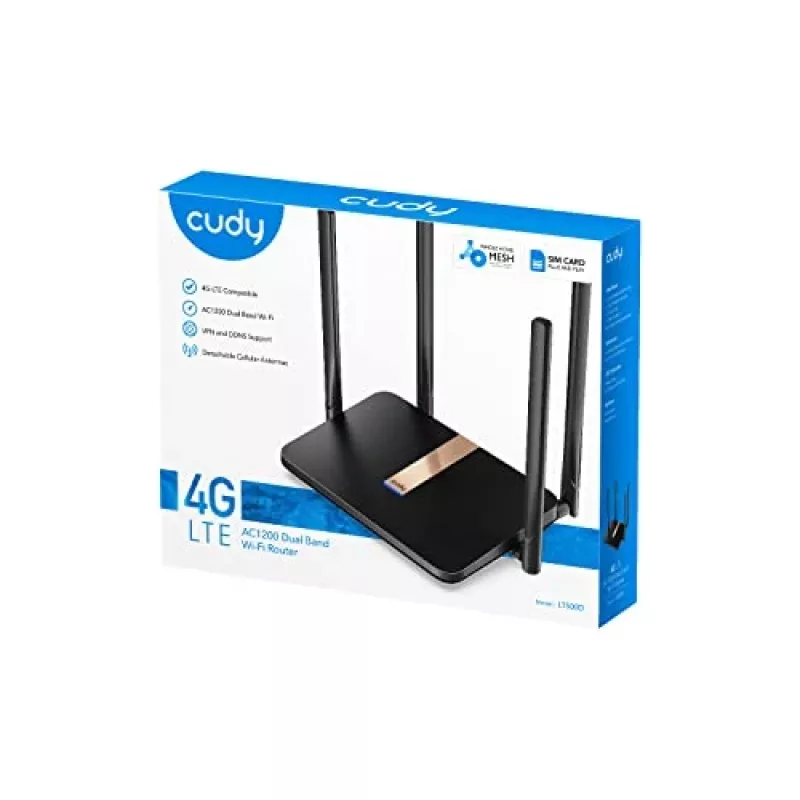 Cudy LT500D bezdrôtový router Fast Ethernet Dual-Band (2,4 GHz / 5 GHz) 4G čierny
