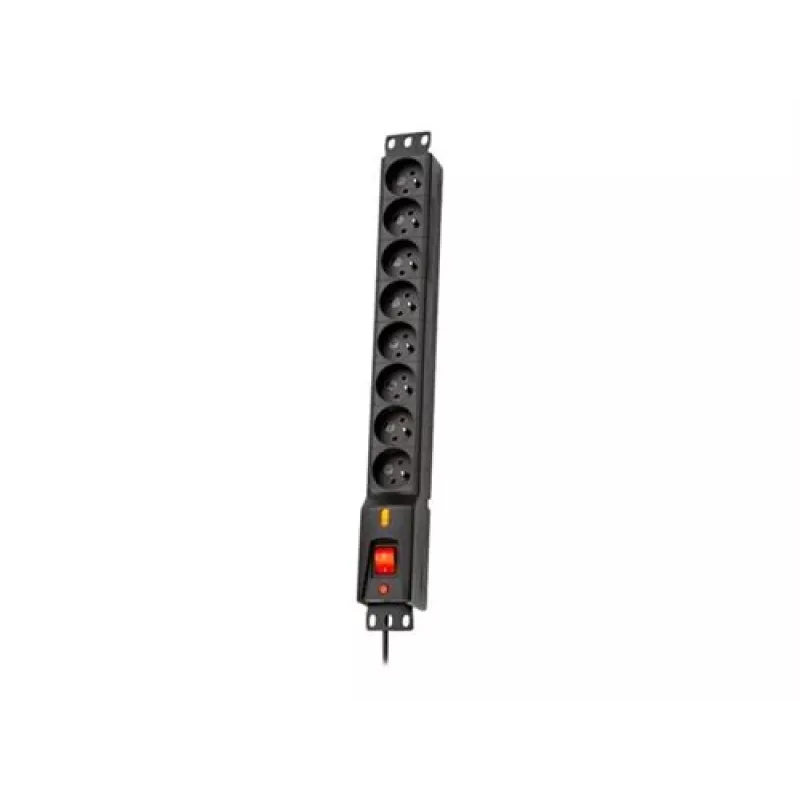 Prepäťová ochranná zásuvková lišta LXARM810, 8x 230V, 5m, čierna