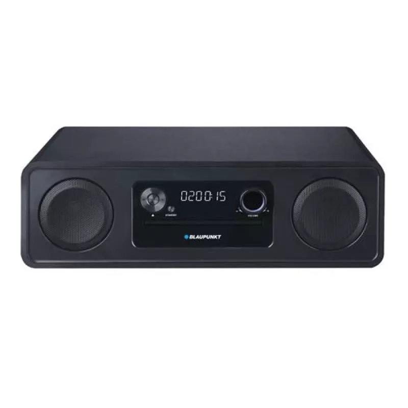 Blaupunkt MS20BK mikro Hi-Fi systém, Bluetooth, CD/CD-RW/MP3/WMA, rádio FM, USB, AUX, hodiny/budík, 120 W, čierny