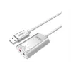 Unitek Y-247A USB stereo zvuková karta, USB 2.0 typ A na 2x minijack 3,5 mm, hliník, 47 x 28 mm, strieborná