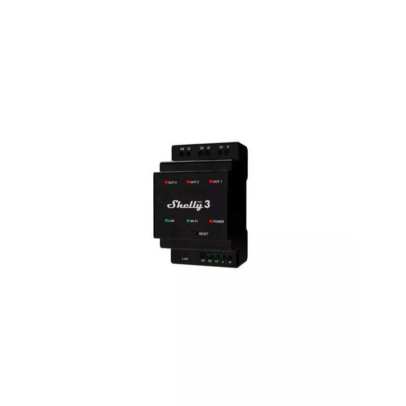 Shelly Pro 3 DIN-lištový WiFi/LAN/Bluetooth reléový spínač