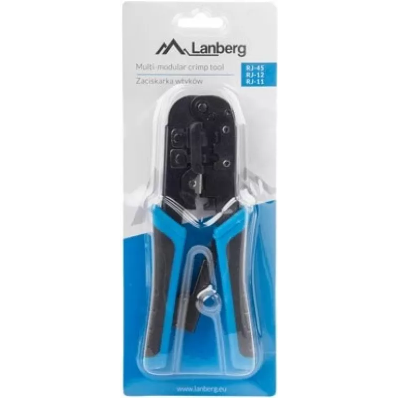 Krimpovacie kliešte LANBERG NT-0201 pre RJ-45 konektory, 180 mm, 315 g, čierne/modré