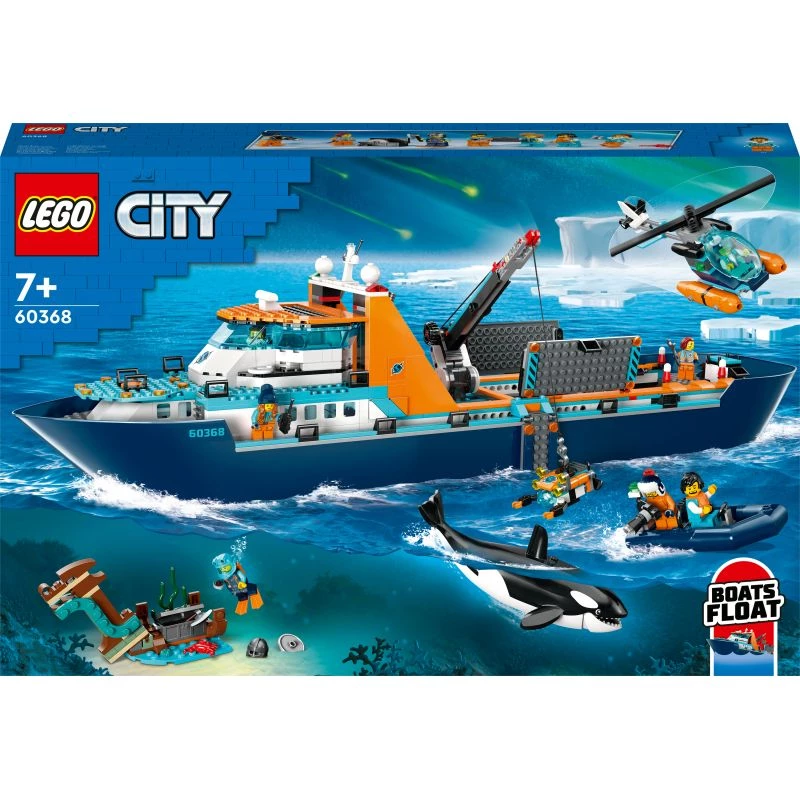 Stavebnica LEGO City Arktická expedičná loď 60368 — 815 dielov, 7+ rokov, obsahuje 4 minifigúrky