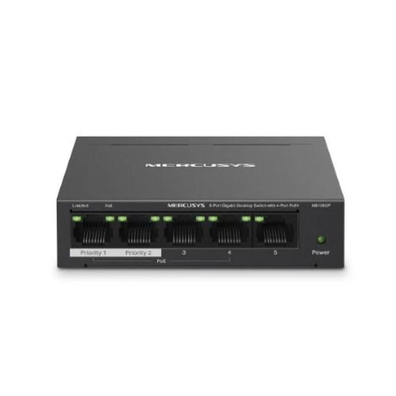Mercusys 5-portový Gigabit desktop switch so 4-portovým PoE+