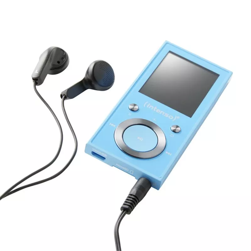 MP3 prehrávač INTENSO Video Scooter BT — 16 GB, LCD displej, kompatibilný s MicroSD, modrý