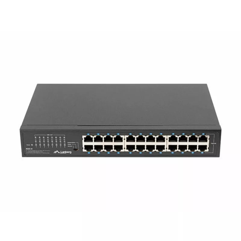 Neřízený switch LANBERG RSGE-24 — 24× Gigabit Ethernet 1U, rack-montovateľný, čierna