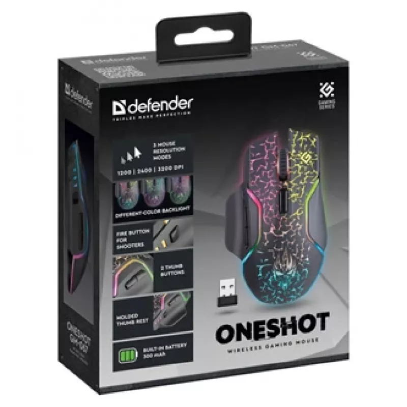 Defender Oneshot GM-067 myš Gaming pravá ruka RF bezdrôtová + USB Typ