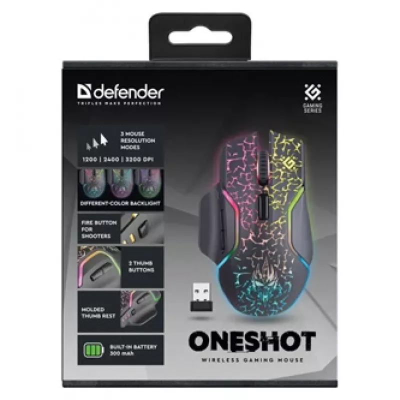 Defender Oneshot GM-067 myš Gaming pravá ruka RF bezdrôtová + USB Typ