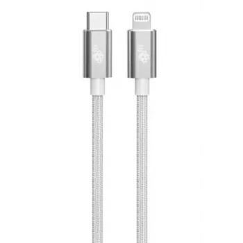 TB kábel USB-C - Lightning braided 1m, strieborný