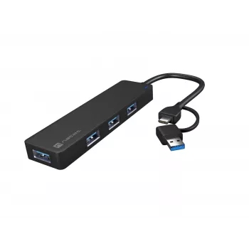 USB hub NATEC Mayfly USB 3.2 Gen 1 Type-A Type-C 5000 Mbit/s čierny