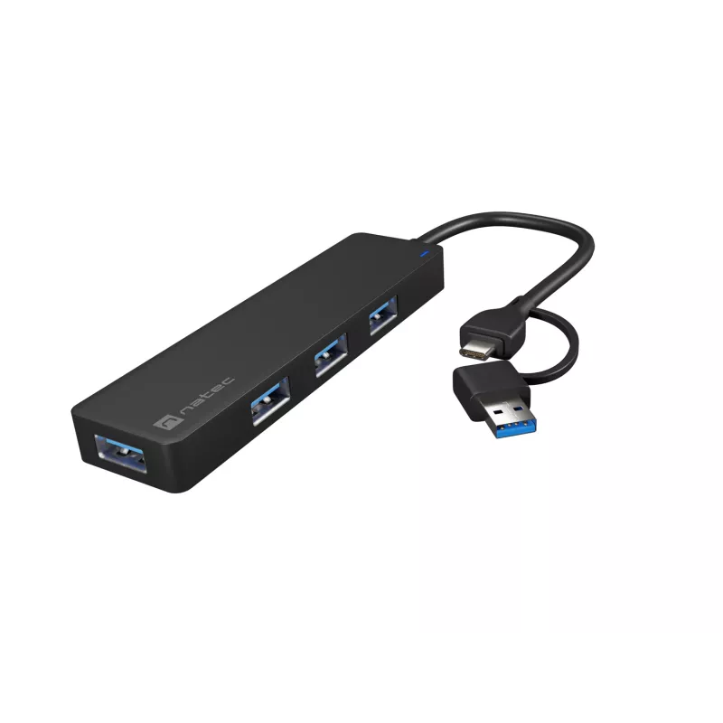 USB hub NATEC Mayfly USB 3.2 Gen 1 Type-A Type-C 5000 Mbit/s čierny
