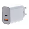 Univerzálna nabíjačka 2x3A USB C + USB A Power Delivery biela