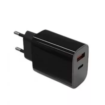 Nástenná nabíjačka 2x3A USB-C + USB-A Power Delivery čierna