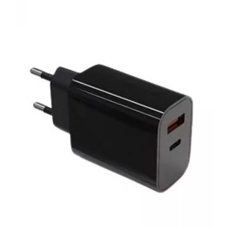 Nástenná nabíjačka 2x3A USB-C + USB-A Power Delivery čierna