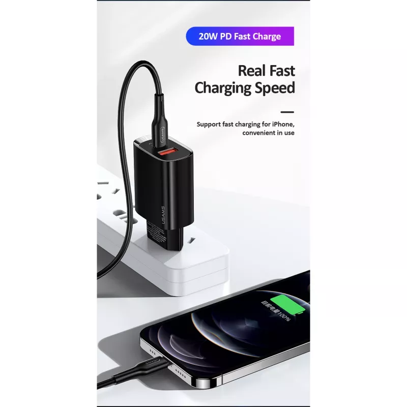 Nabíjačka usams T35 20W PD3 USB-C na USB rýchlonabíjací adaptér